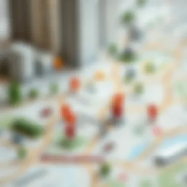 Apartment Location Map A detailed map showing various apartment locations in a city