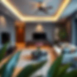 A stylish apartment living room with modern decor