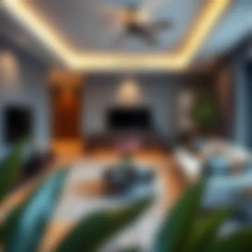 A stylish apartment living room with modern decor