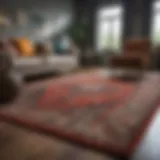 A selection of different area rugs displayed in a living room setting