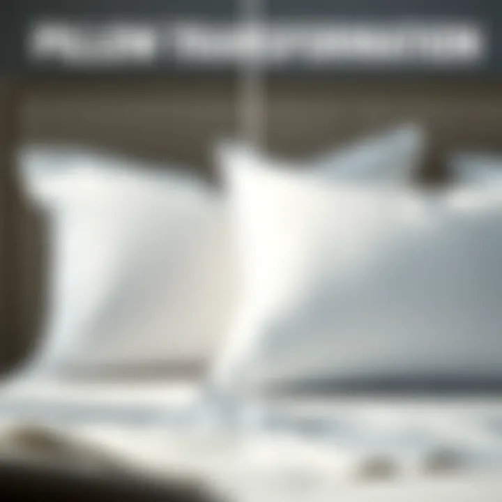 Before and after comparison of clean pillows