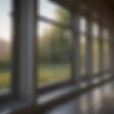 Close-up of a streak-free window reflecting sunlight