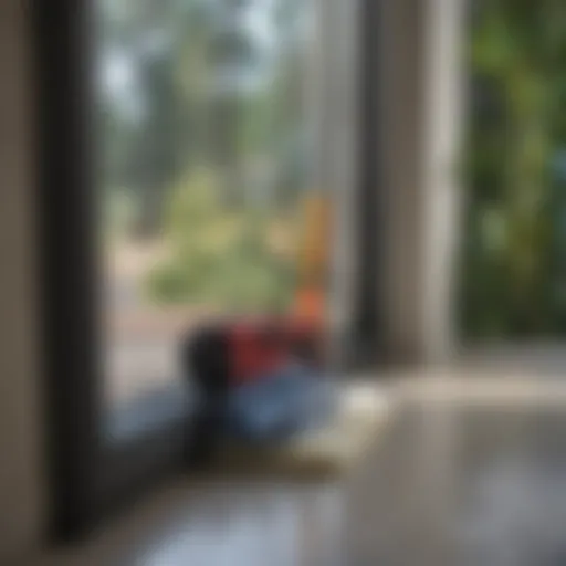 Tools for window cleaning including squeegee and microfiber cloth