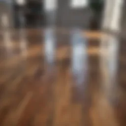 Reflection on a gleaming laminate floor surface
