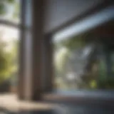 Close-up of a crystal-clear window reflecting sunlight