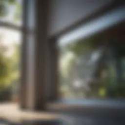 Close-up of a crystal-clear window reflecting sunlight