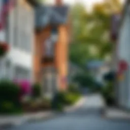 Charming small town street with cozy homes