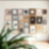 A meticulously arranged gallery wall featuring a variety of frames and art styles