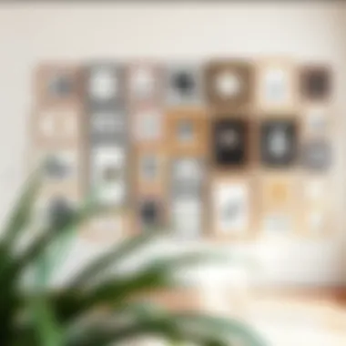 A meticulously arranged gallery wall featuring a variety of frames and art styles