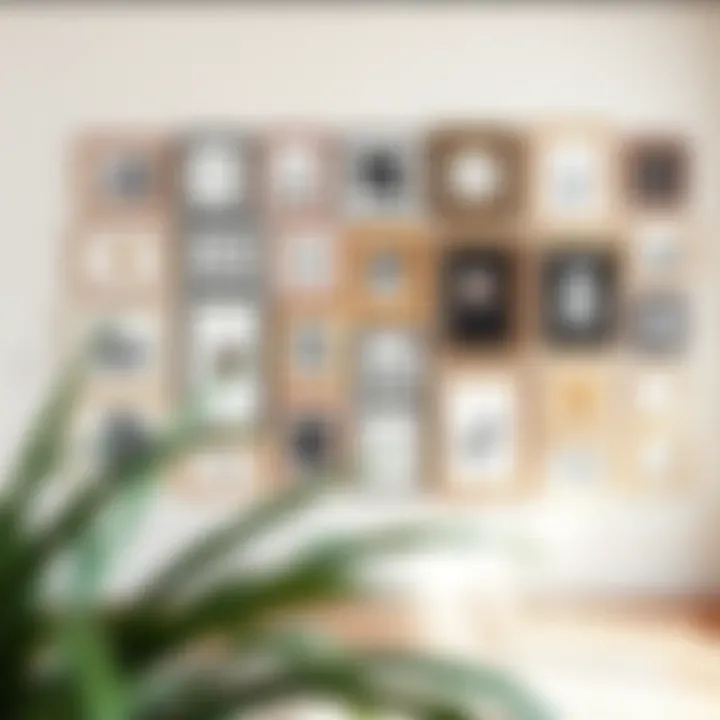 A meticulously arranged gallery wall featuring a variety of frames and art styles