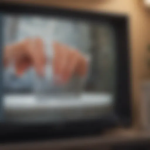 Close-up of a television screen being cleaned with wipes