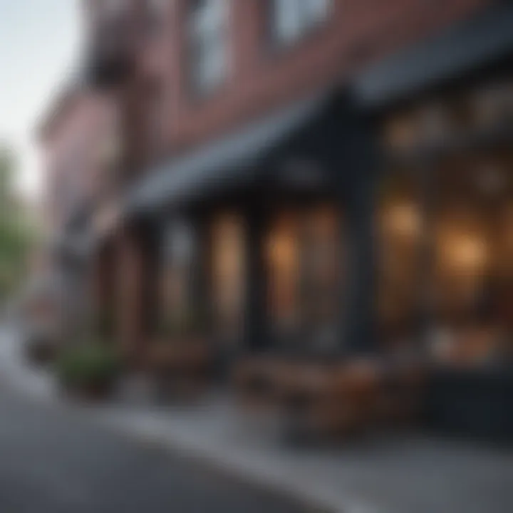 Trendy cafe scene bustling with activity in a popular Boston neighborhood