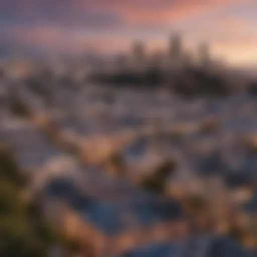 A panoramic view of San Francisco skyline showcasing its diverse architecture and iconic landmarks.