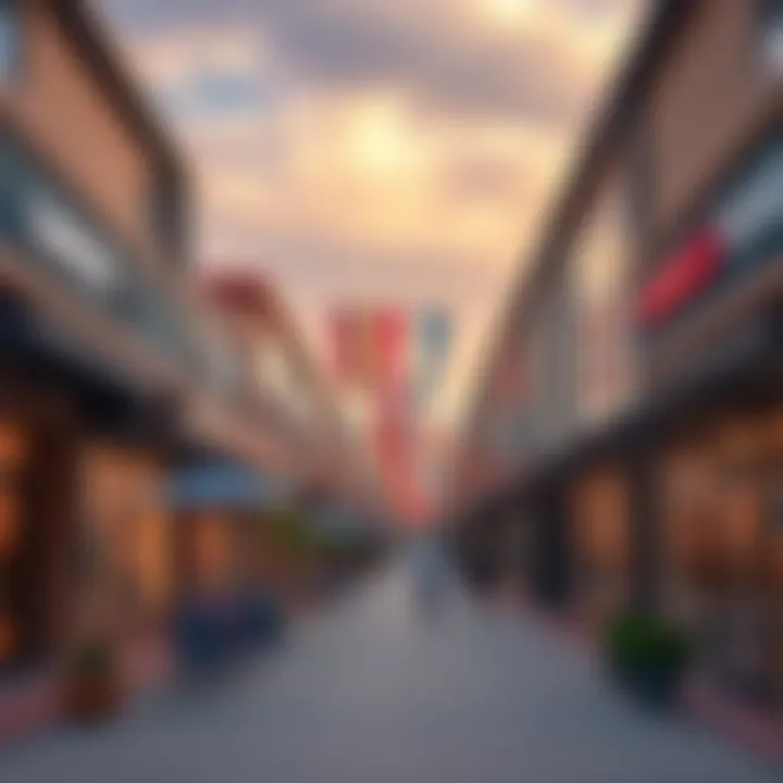 Modern Shopping Districts Offering Diverse Amenities Near Dallas Modern shopping district with a variety of shops and restaurants