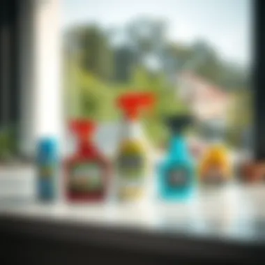 Diverse Product Types for Window Cleaning Various types of spray cleaners displayed on a clean surface.