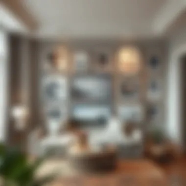 Artfully Designed Gallery Wall A beautifully arranged gallery wall showcasing art and photos