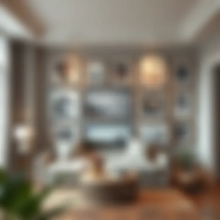 Artfully Designed Gallery Wall A beautifully arranged gallery wall showcasing art and photos