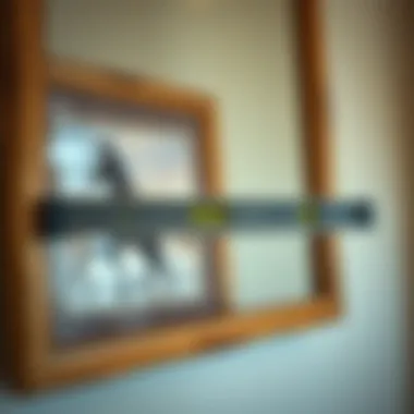 Precision Tool for Perfect Alignment A level tool used for aligning a heavy picture frame