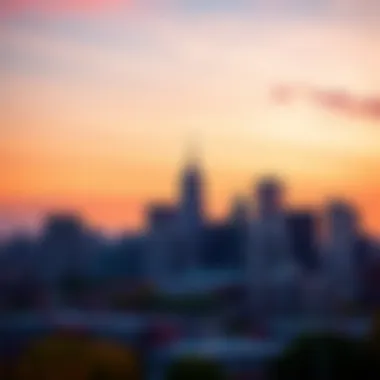 Boston Skyline at Sunset A scenic view of Boston skyline during sunset