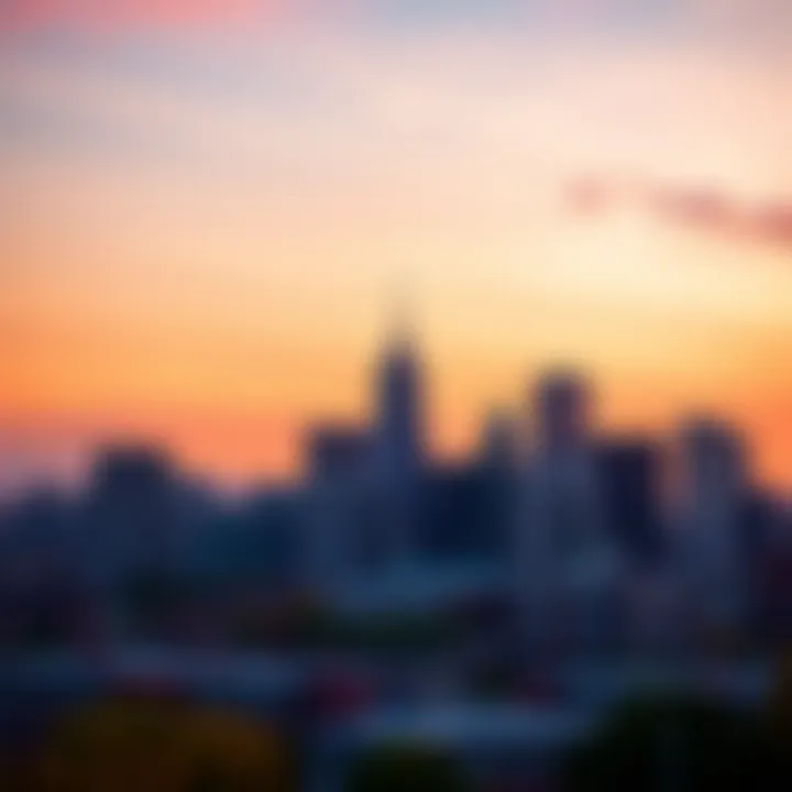 Boston Skyline at Sunset A scenic view of Boston skyline during sunset