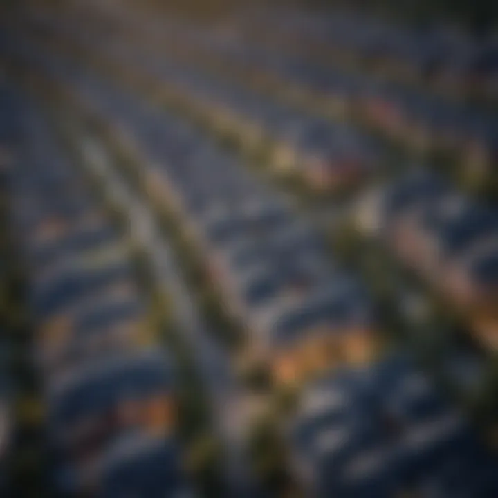 Aerial view of a vibrant neighborhood with condos