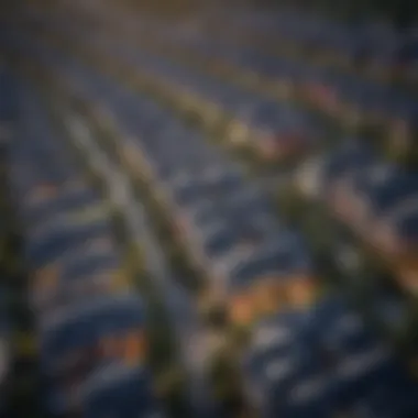 Vibrant Neighborhood Overview Aerial view of a vibrant neighborhood with condos