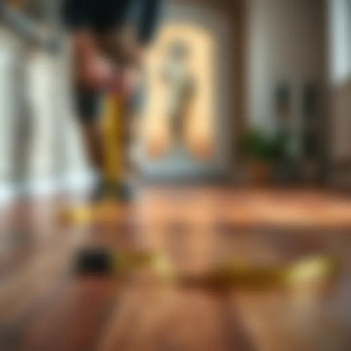 Measuring tape on floor to calculate square footage