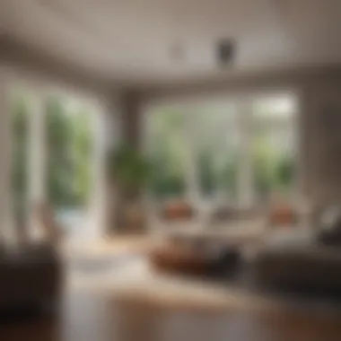 Interior design layout showcasing area calculations