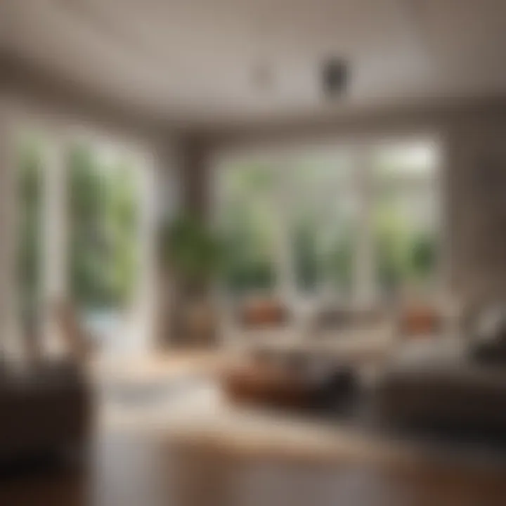 Interior design layout showcasing area calculations