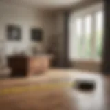 Measuring a room with a tape measure to calculate area