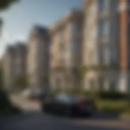 Elegant exterior view of Churchill Estates Apartments highlighting its architectural style