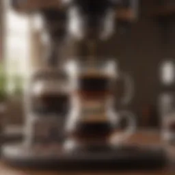 Close-up of a drip coffee maker showcasing mineral buildup
