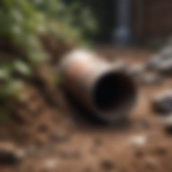 Illustration of a blocked pipe with debris