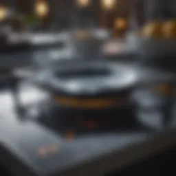 Glassy surface of a cooktop reflecting light