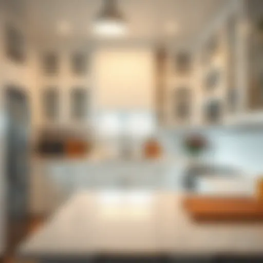 A pristine kitchen with gleaming countertops and organized cabinets