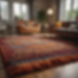 Vibrant shaggy rug in a cozy living room setting