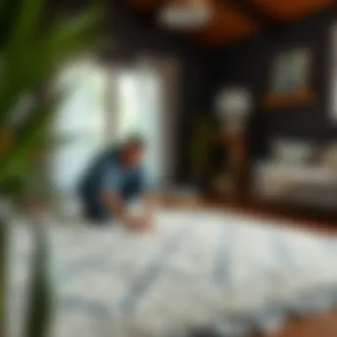 A homeowner properly maintaining a long pile rug