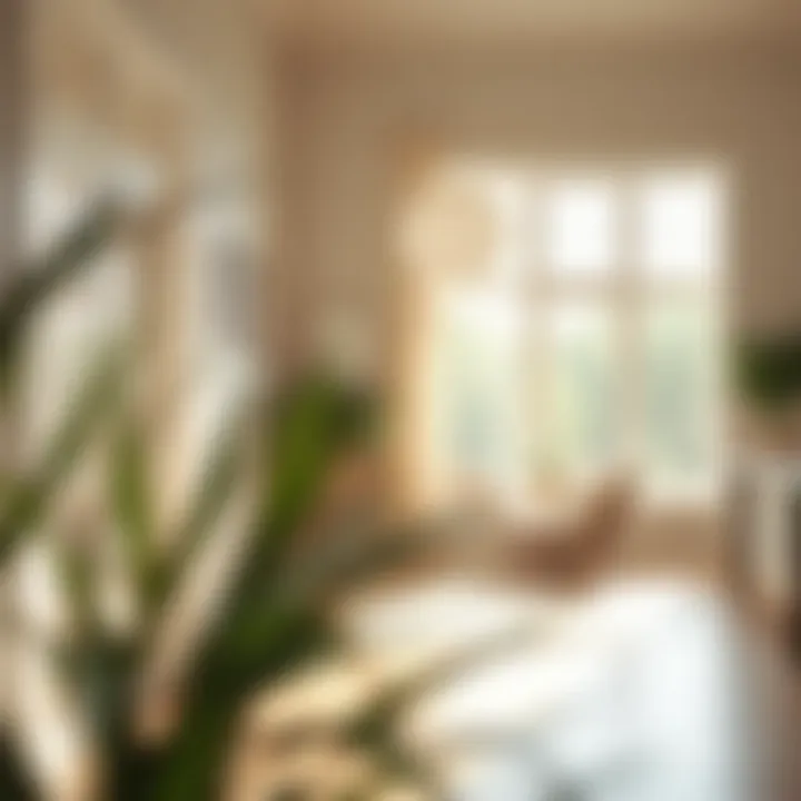 A Bright and Inviting Space A serene home interior with sunlight streaming through spotless windows.