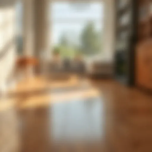 Elegant soft wood floor reflecting light