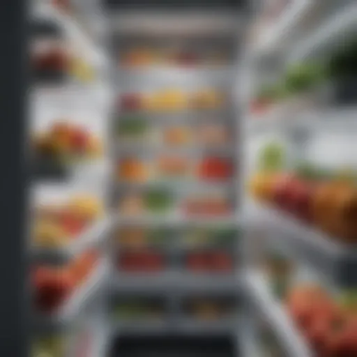 A pristine refrigerator interior showcasing organized shelves and fresh produce