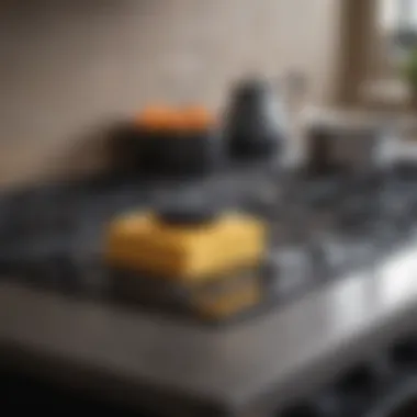 Effective Cleaning Technique for Stovetops Using a sponge to clean the stove