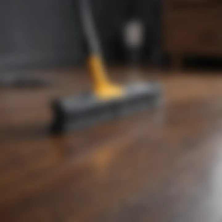 Cleaning tools arranged neatly for laminate floors