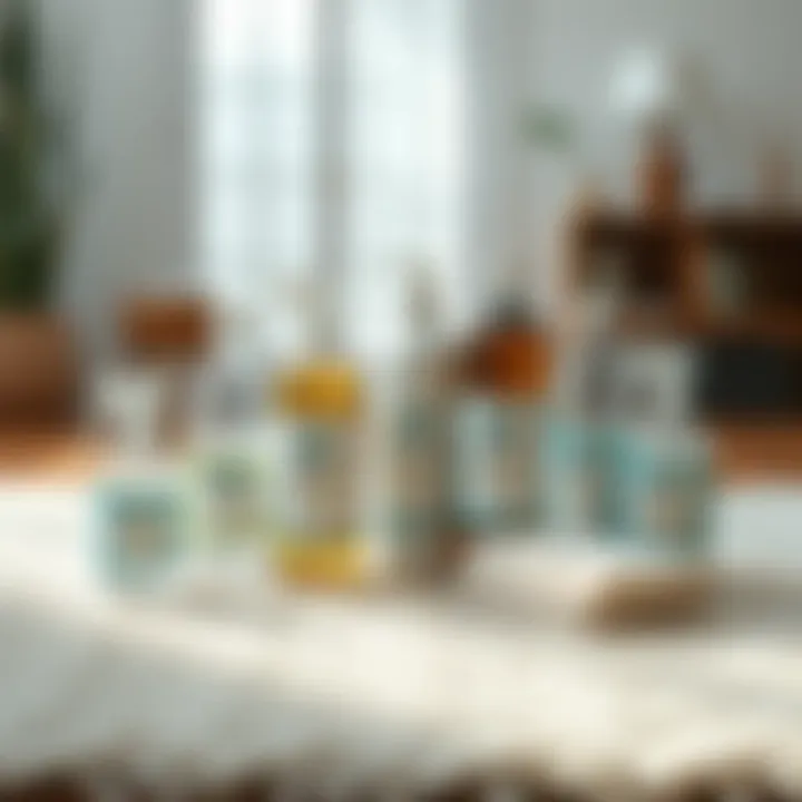 A selection of eco-friendly cleaning solutions on a clean surface.