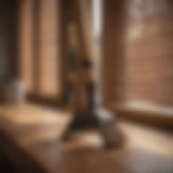 Close-up of cleaning tools for wooden blinds