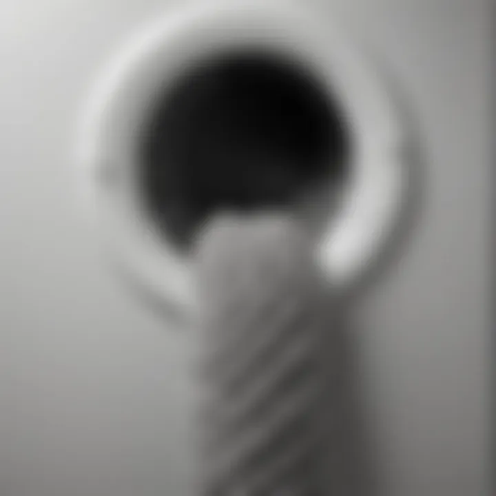 Close-up view of a dryer vent hose showing lint buildup