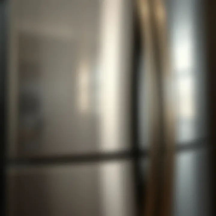 Gleaming Metal Refrigerator Spotless metal refrigerator showcasing a gleaming surface