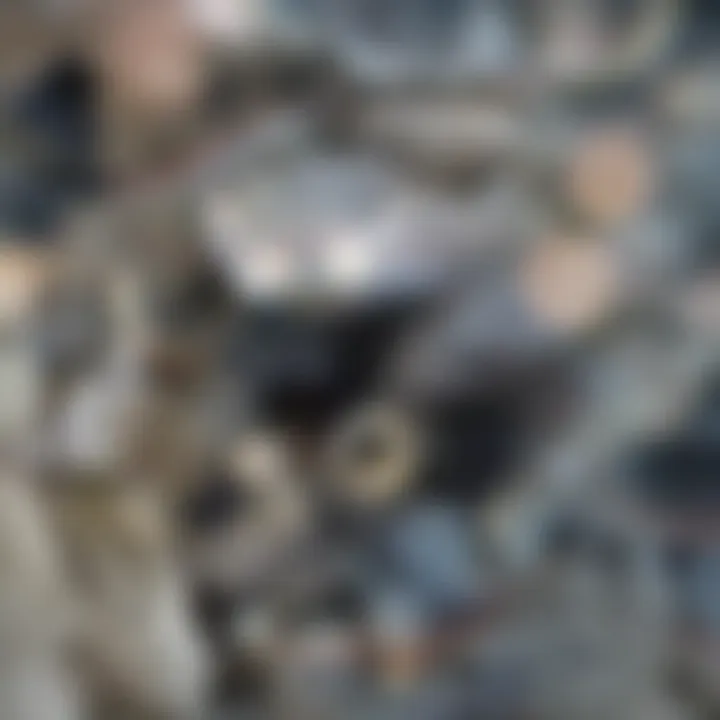 Close-up of washing machine filters and components needing maintenance