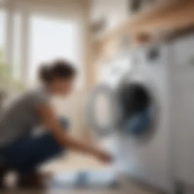 Wiping Down the Washing Machine Exterior A person using a microfiber cloth to wipe the washing machine exterior