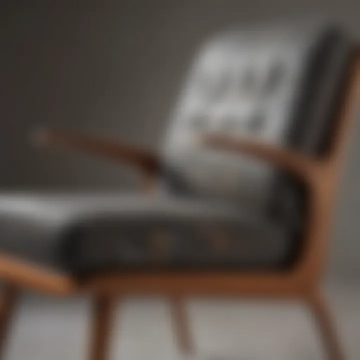 Close-up of mid-century modern chair with unique design elements