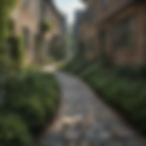 Charming cobblestone pathway at Cobblestone Court